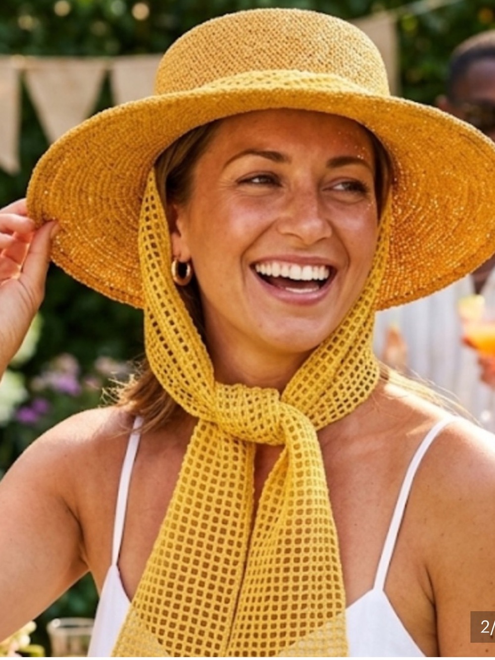 Vintage BETMAR Sun Tan Hat Band & chin scarf tie straw wide brim